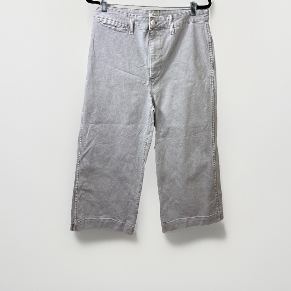 Madewell Wide Leg Crop Pants in Light Gray